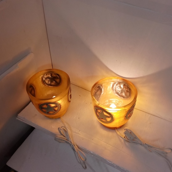 2 Rustic Cowboy Western Star Circle in Acrylic Glass Resin Night Light Lamp 5"H - Picture 2 of 6